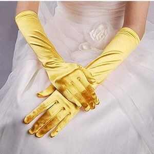 Elegant Gold Satin Gloves